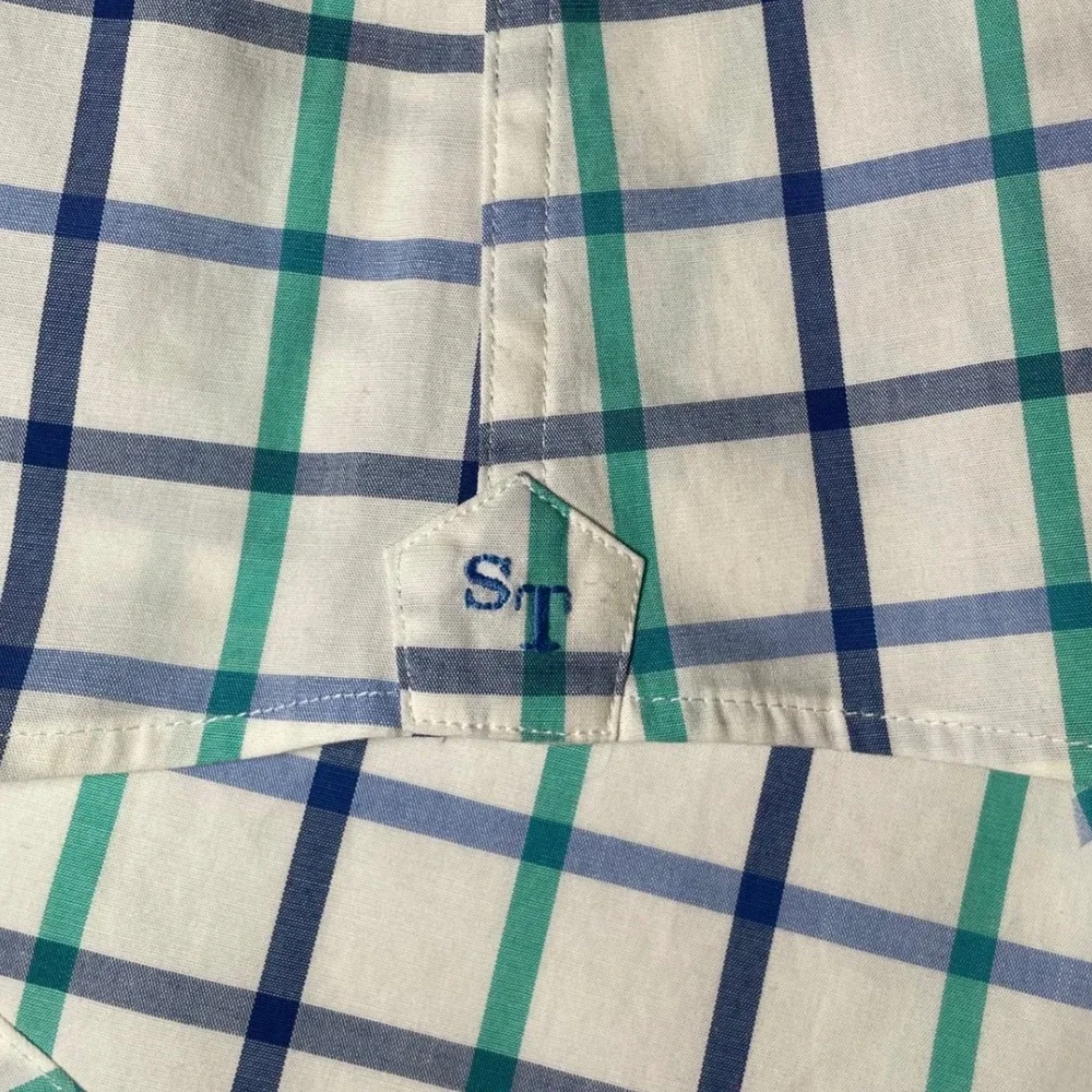 Southern Tide Mens Large Blue Green Check Long Sleeve Button Down Skipjack Shirt